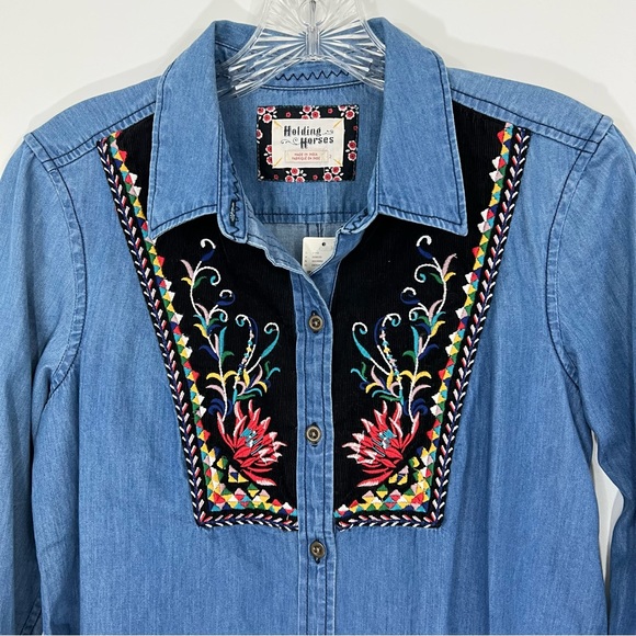 Anthropologie Holding Horses Murelet Chambray Buttondown Tunic NWT 2 - Picture 4 of 9